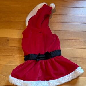Red Santa Costume with Black Bow for dogs